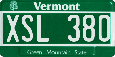 VT license plate XSL380