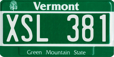 VT license plate XSL381