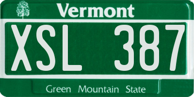 VT license plate XSL387