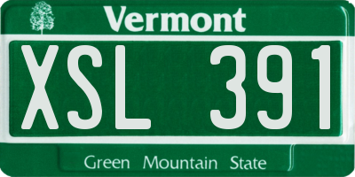 VT license plate XSL391