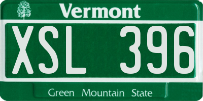 VT license plate XSL396