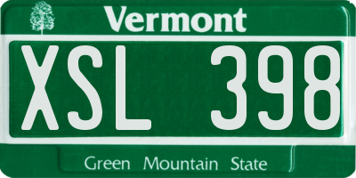 VT license plate XSL398