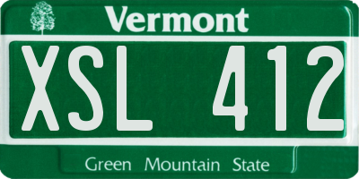VT license plate XSL412