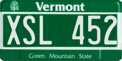 VT license plate XSL452