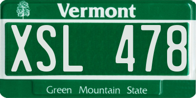 VT license plate XSL478