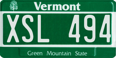 VT license plate XSL494