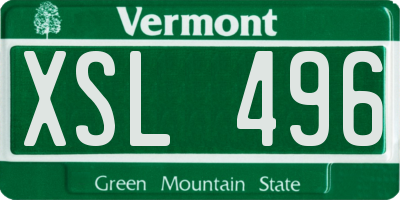 VT license plate XSL496