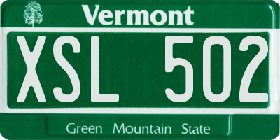 VT license plate XSL502