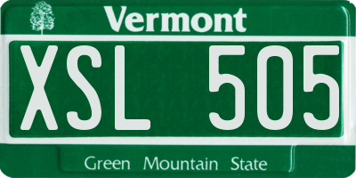 VT license plate XSL505
