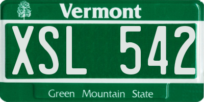 VT license plate XSL542