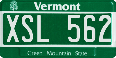 VT license plate XSL562