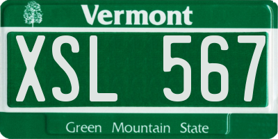 VT license plate XSL567