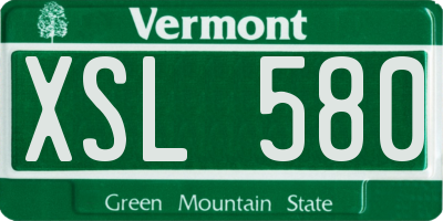 VT license plate XSL580