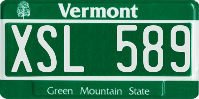 VT license plate XSL589