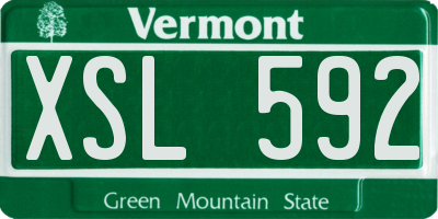 VT license plate XSL592