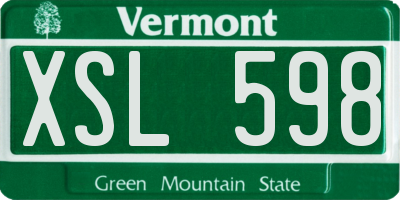 VT license plate XSL598