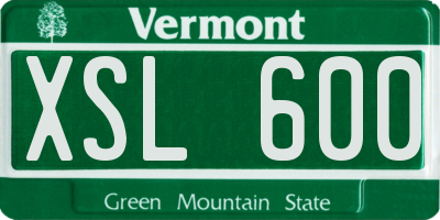 VT license plate XSL600