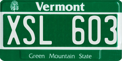 VT license plate XSL603