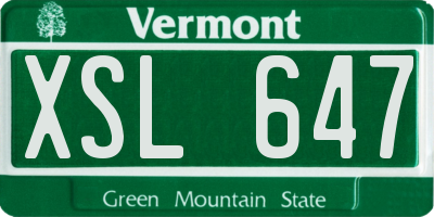 VT license plate XSL647