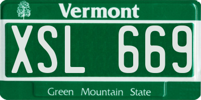 VT license plate XSL669
