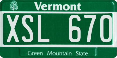 VT license plate XSL670