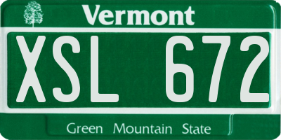 VT license plate XSL672
