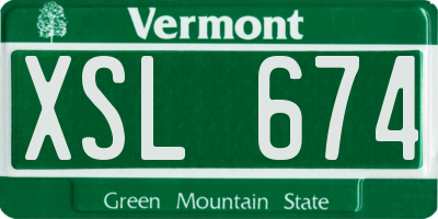 VT license plate XSL674