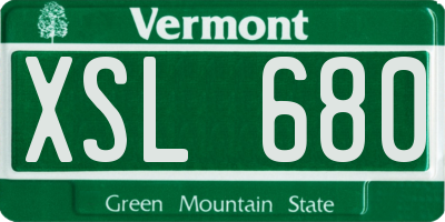 VT license plate XSL680