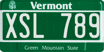 VT license plate XSL789