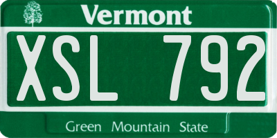 VT license plate XSL792