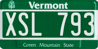 VT license plate XSL793