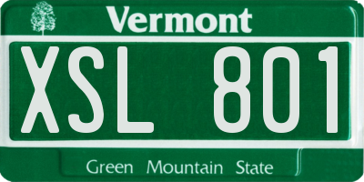 VT license plate XSL801