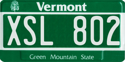VT license plate XSL802