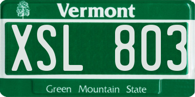 VT license plate XSL803