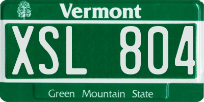 VT license plate XSL804