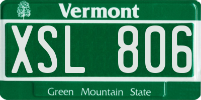 VT license plate XSL806
