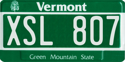 VT license plate XSL807