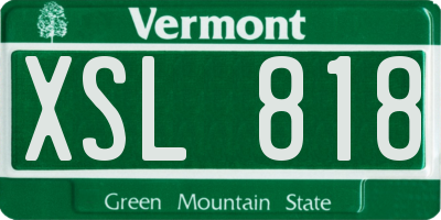 VT license plate XSL818