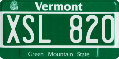 VT license plate XSL820