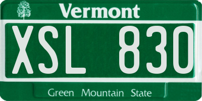 VT license plate XSL830