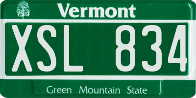 VT license plate XSL834