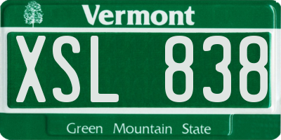 VT license plate XSL838