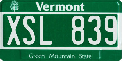 VT license plate XSL839