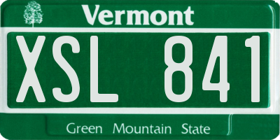 VT license plate XSL841