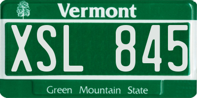 VT license plate XSL845