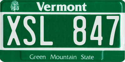 VT license plate XSL847
