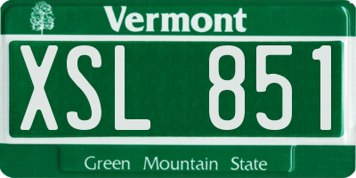 VT license plate XSL851