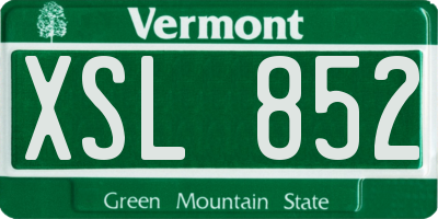 VT license plate XSL852