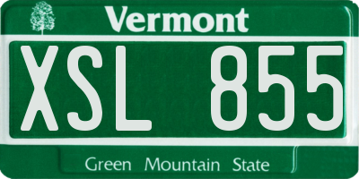 VT license plate XSL855