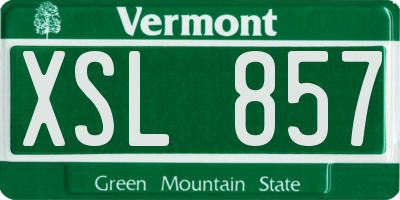 VT license plate XSL857